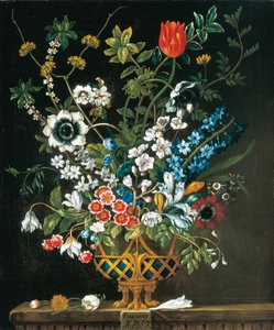 Februari, uit De Twaalf Maanden van Bloemen, een Bloemenkalender van Stillevens door Pieter Casteels