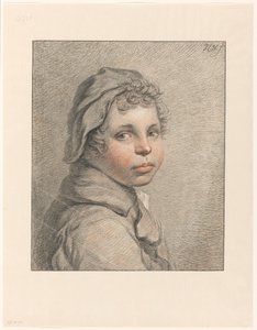 Studiekop van een jongen door Pieter Christoffel Wonder (signed by artist)