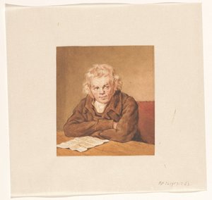 Portret van Lourens van Schaick, zittend lezend aan tafel
