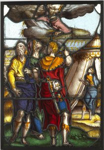 Ruit met voorstelling van Mozes op de berg Sinaï door Pieter Coecke van Aelst (I) (circle of)