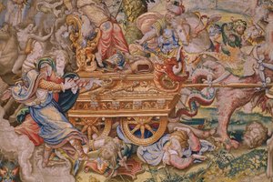 Vlaamse wandtapijt. Serie De zeven hoofdzonden: IJdelheid. Tekenaar Pieter Coecke van Aelst. Atelier van Brussel. Ca 1542-1544.