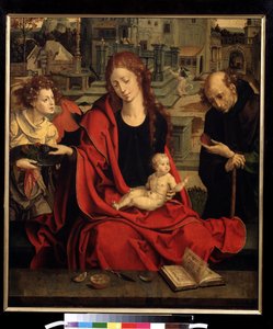 De Heilige Familie met een engel door Pieter Coecke van Aelst