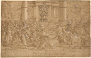 Het offer in Lystra door Pieter Coecke van Aelst