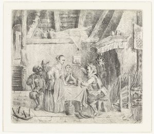 Man spreekt tot een gezelschap door Pieter Cornelis Nicolaas van de Poll