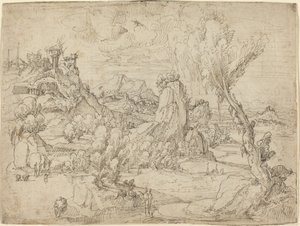 Landschap met de doop van Christus door Pieter Cornelisz Kunst