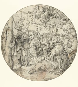 Petrus veroorzaakt de val van Simon de Tovenaar door Pieter Cornelisz. genaamd Kunst