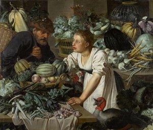 Stilleven met twee figuren door Pieter Cornelisz. van Rijck