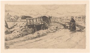 Landweg met brug