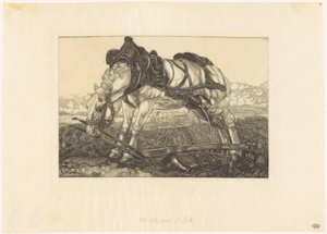 Rustend ploegpaard door Pieter Dupont