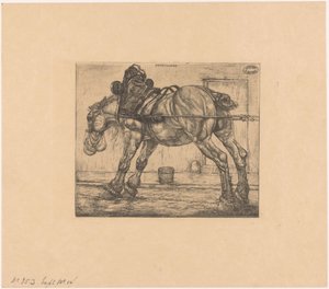 Trekpaard met haverzak door Pieter Dupont