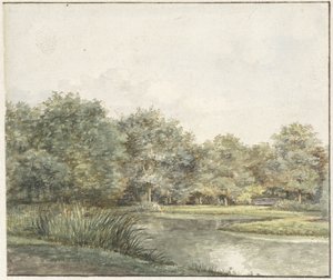 Landschap met bomen aan het water