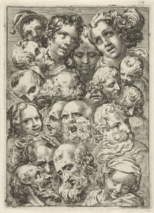 Studieblad met negentien hoofden door Pieter Feddes van Harlingen
