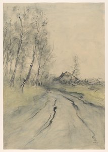 Landweg door Pieter H.J.J. Ras (signed by artist)