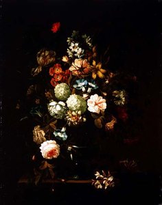 Stilleven met bloemen in een glazen vaas door Pieter Hardime
