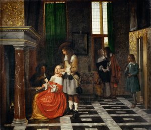 Kaartspelers in een weelderig interieur