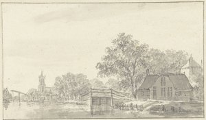 Dorpsgezicht met rivier