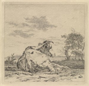 Landschap met liggende koe door Pieter Janson