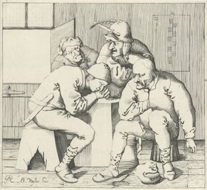 Vier mannen rond een tafel
