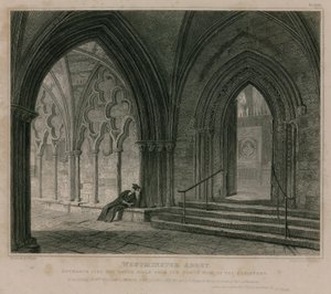 Ingang naar het zuidelijke zijschip, Westminster Abbey, Londen door Pieter Jansz. Quast