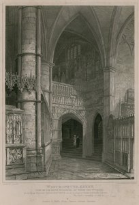 Uitzicht op het zuidelijke scherm van de Henry de Vijfde Kapel, Westminster Abbey door Pieter Jansz. Quast