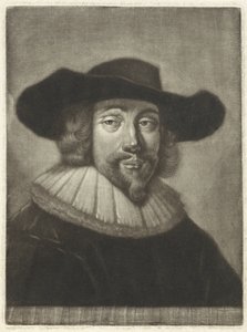 Portret van een man met een hoed en kraag