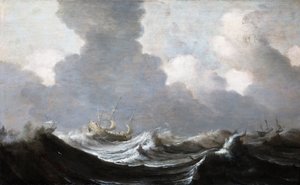 Vier schepen voor een storm