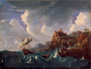Stormachtige zee, 17e eeuw door Pieter Mulier the Younger