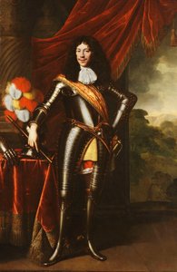 Portret van een heer, mogelijk een lid van de Hohenzollern, volledig in harnas door Pieter Nason