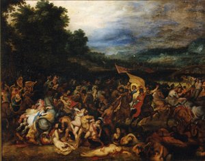 De Slag om de Amazonen door Pieter Paul Rubens