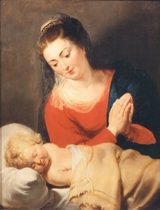 De Maagd die het Slapende Kind Aanbidt, ca. 1615 door Pieter Paul Rubens