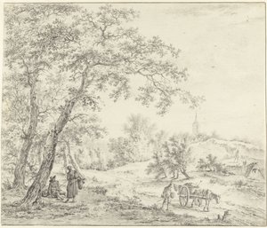 Noord-Hollands landschap (Egmond richting Castricum?) door Pieter Pietersz. Barbiers