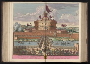 Engelenburcht aan de rivier de Tiber te Rome door Pieter Schenk (I)