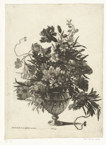 Glazen vaas met bloemen Vazen met bloemboeketten (serie titel)