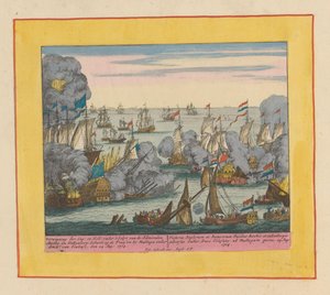 Zeeslag bij Malaga, 1704 door Pieter Schenk (I)