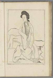 Chinese vrouw met haar rechterhand in de mouw van haar kimono door Pieter Schenk (II) (possibly)