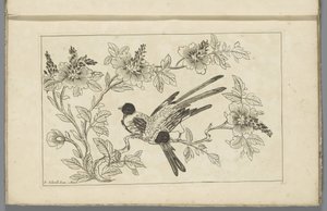 Twee vogels op een bloesemtak Chinese bloemen en vogels (serietitel)