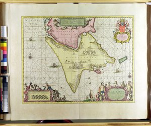 Tabula Magellanica, Quatierrae del Fuego, plaat 18 uit Le Nouveau et Grand Illuminant Flambeau de la Mer door Claes Jansz. Vooght