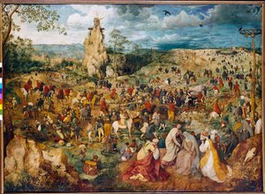 Christus draagt het kruis. Schilderij door Pieter Bruegel de Oude (1525-1569). 1564