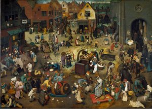 Het gevecht van Carnaval en Vastenavond door Pieter The Elder Brueghel