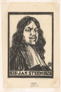 Portret van Jan Steen door Pieter Willem van Baarsel (signed by artist)