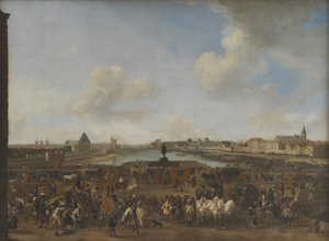 Uitzicht op Parijs gezien vanaf de Place Dauphine door Pieter Wouwerman