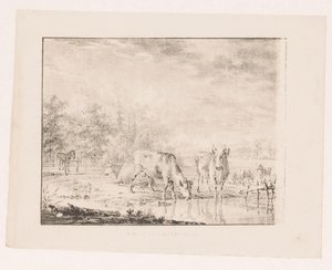 Koeien bij het water door Pieter de Goeje (attributed to)