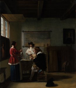 Het bezoek, ca. 1657 door Pieter de Hooch