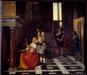 De kaartspelers. Schilderij door Peter Hoogh (1629-1681) door Pieter de Hooch