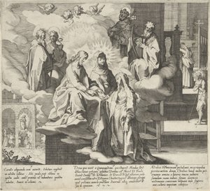 Catharina verschijnt / Huwelijk van Catharina / Catharina deelt haar mantel Scènes uit het leven en wonderen van de Heilige Catharina van Siena