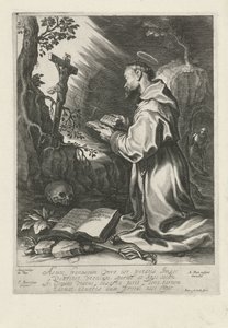 De heilige Franciscus, knielend voor crucifix door Pieter de Jode (I)