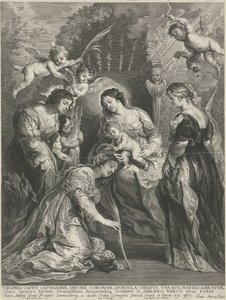 Christuskind kroont H. Catharina door Pieter de Jode (II)
