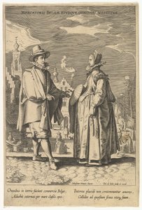 Mercatoris Belgae Eiusque Coniugis Vestitus, uit Mode van Verschillende Naties, n.d. door Pieter de Jode I