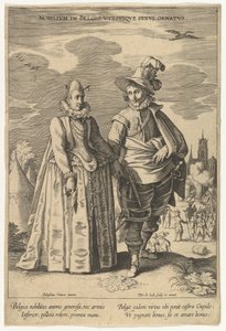 Nobilium in Belgio Utriusque Sexus Ornatus, uit Mode van verschillende naties door Pieter de Jode I