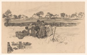 Werkende vrouwen op de akker door Pieter de Josselin